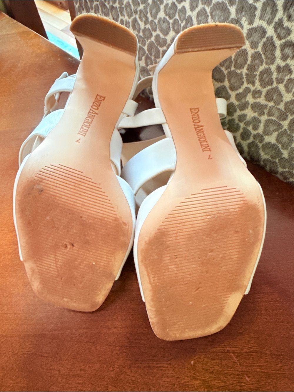 Enzo Angiolini Trudy White Cutout Block Heel Sandals - Picture 7 of 7